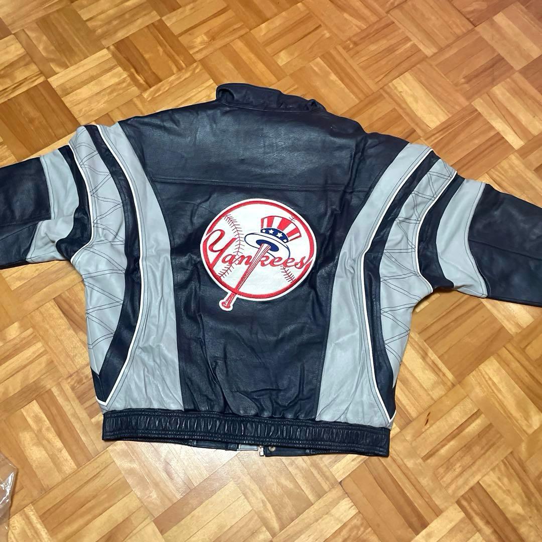 【希少】ヤンキース　レザー 刺繍ロゴスタジャン ネイビー/グレー　STARTER