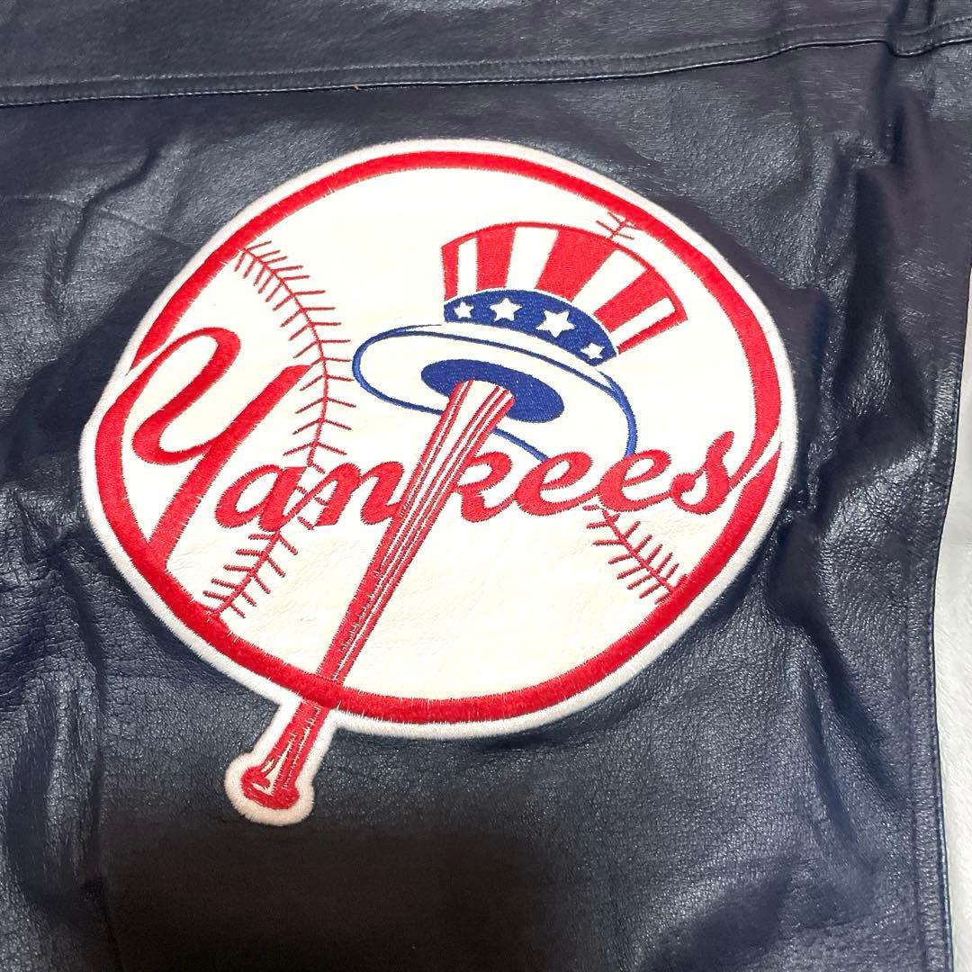 【希少】ヤンキース　レザー 刺繍ロゴスタジャン ネイビー/グレー　STARTER