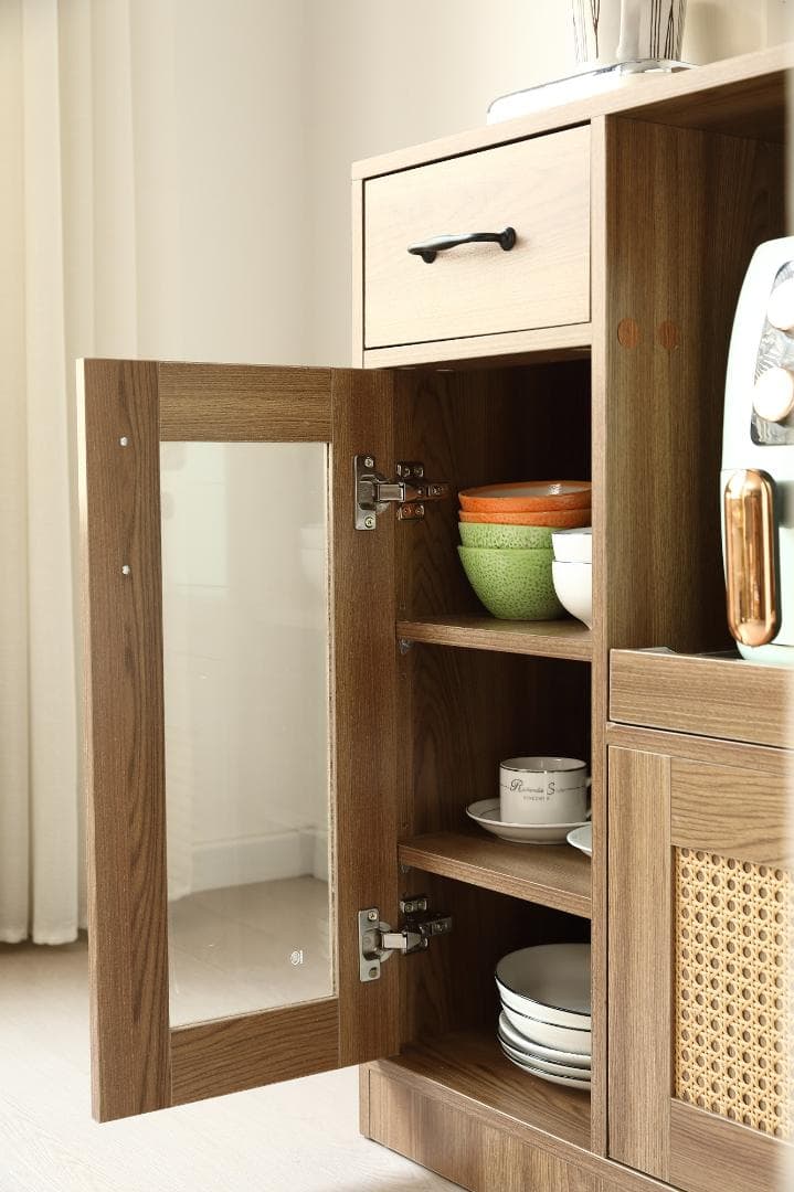 キッチンカウンター 食器棚 キッチンキャビネット レンジ台 　BROWN