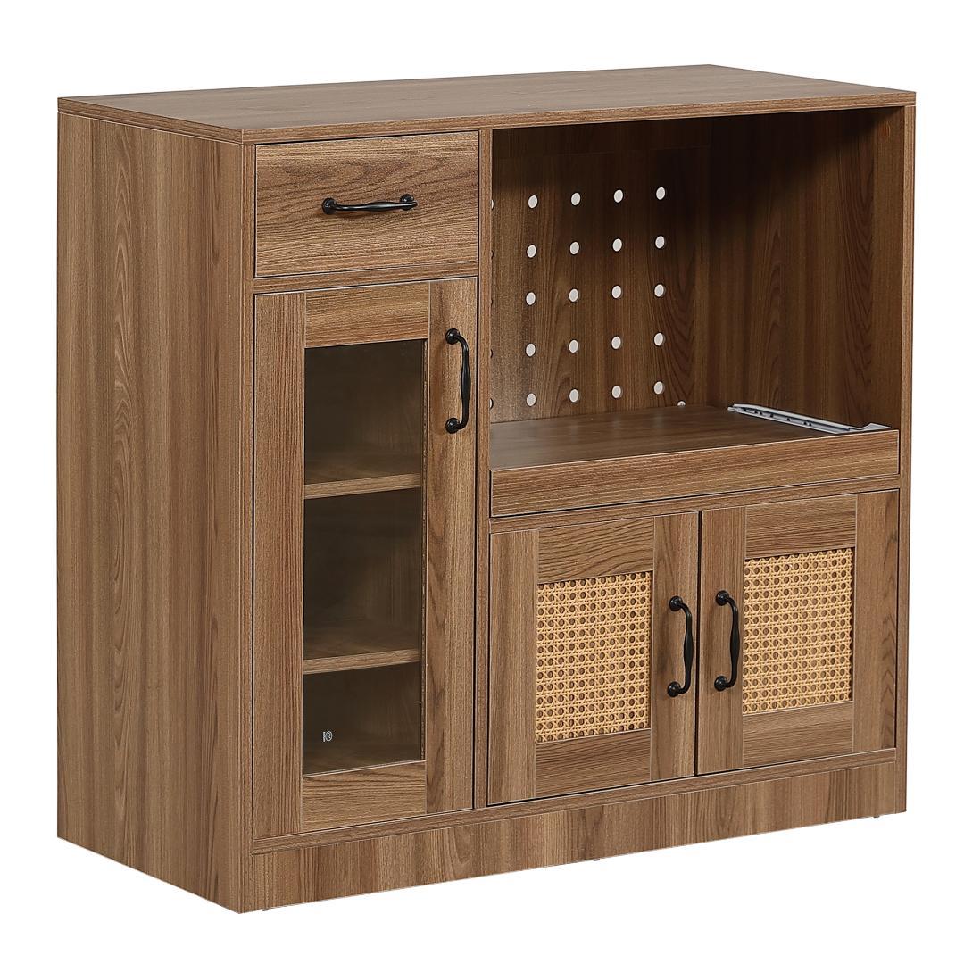 キッチンカウンター 食器棚 キッチンキャビネット レンジ台 　BROWN