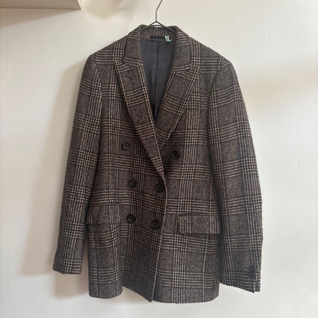 ドゥーズィエムクラス　【美品】ウールチェックダブルジャケット