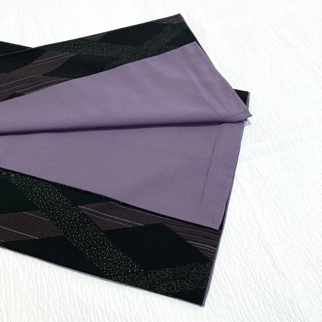 【美品✨】東レシルック　さんび　洗える着物　小紋　黒色　斜格子　大小あられ　H4