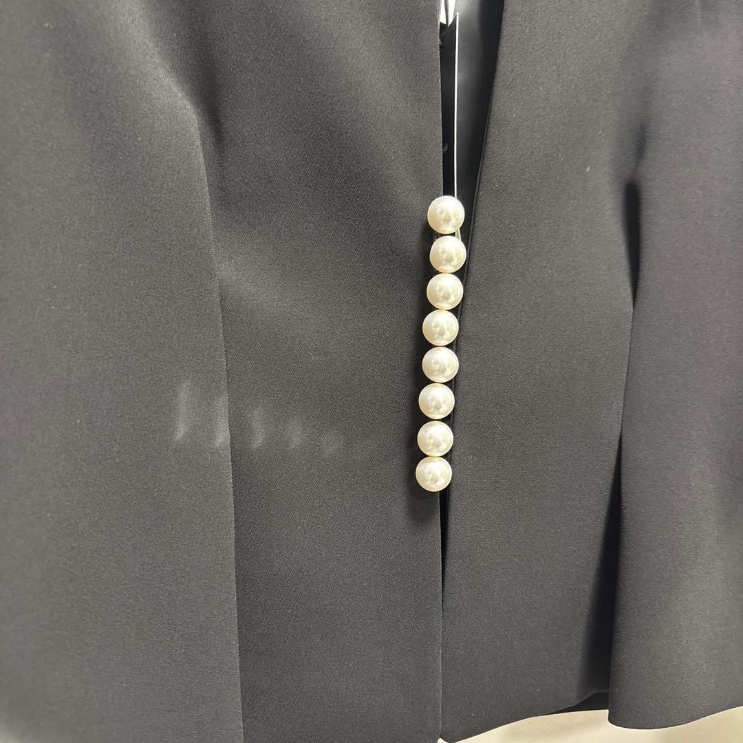 ヨーコチャン　ブラック パールノーカラージャケット YOKO CHAN