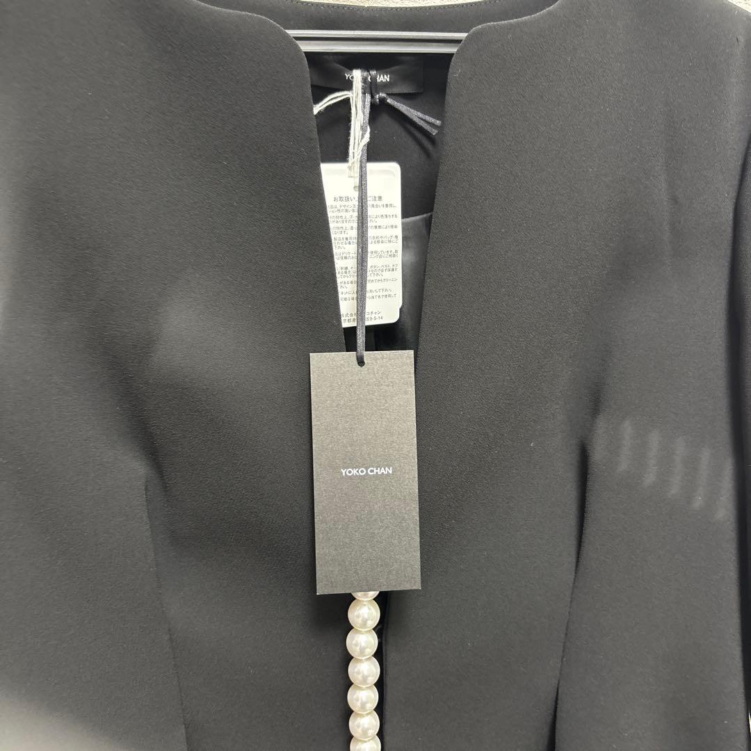 ヨーコチャン　ブラック パールノーカラージャケット YOKO CHAN