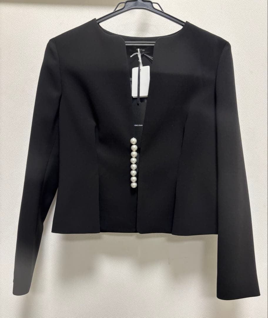 ヨーコチャン　ブラック パールノーカラージャケット YOKO CHAN