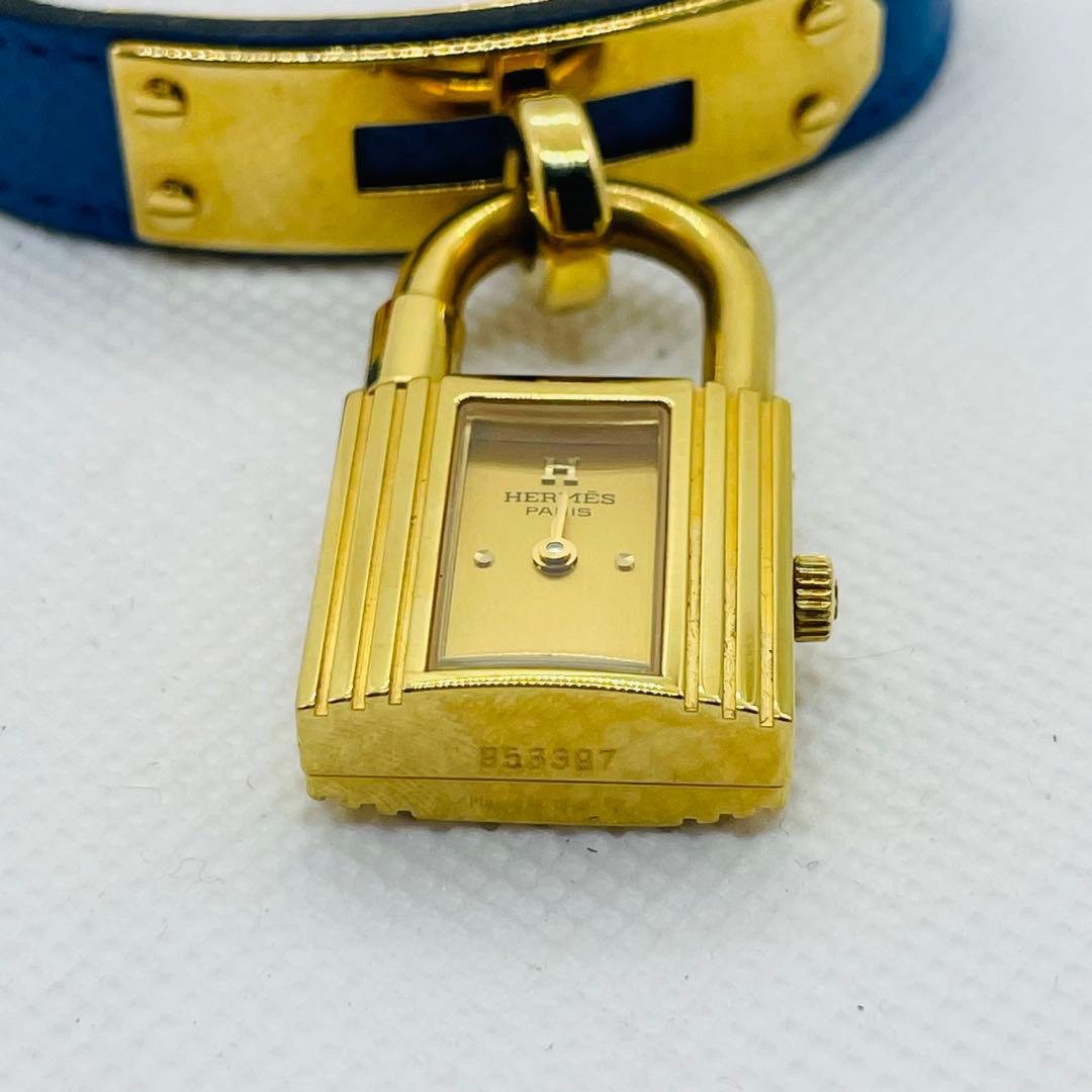美品HERMES エルメス ケリーウォッチ GP/革 ゴールド文字盤 箱付き