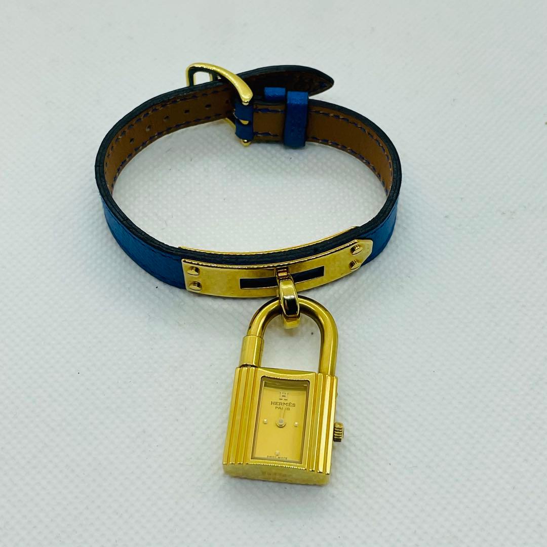 美品HERMES エルメス ケリーウォッチ GP/革 ゴールド文字盤 箱付き