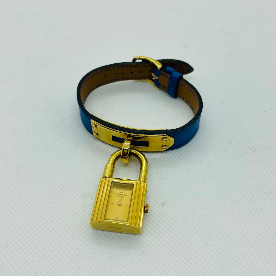 美品HERMES エルメス ケリーウォッチ GP/革 ゴールド文字盤 箱付き