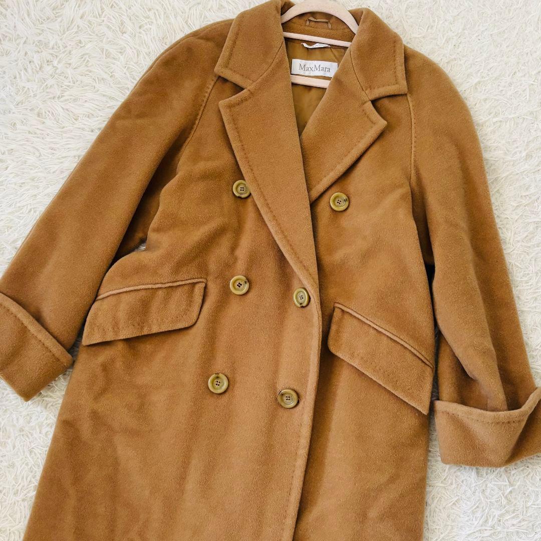 合馬公式アカウント1さん専用カシミヤダブルブレストロングコート42キャメル女優襟