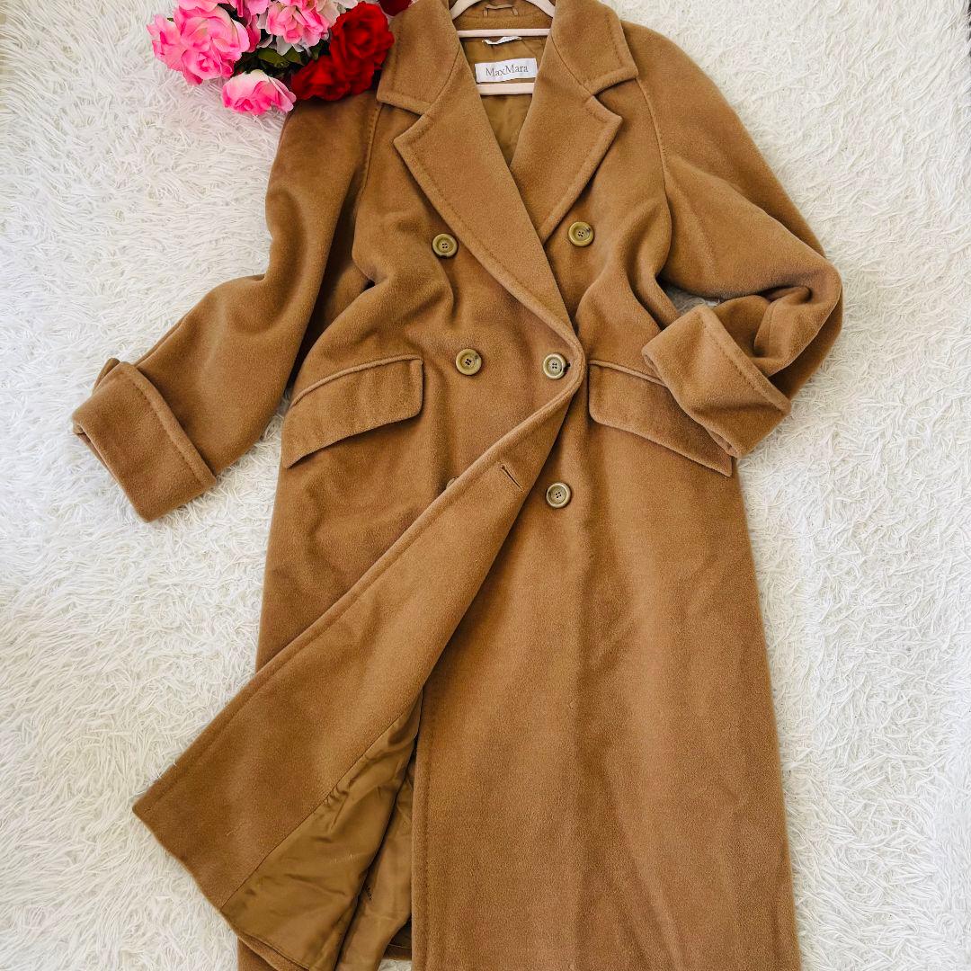合馬公式アカウント1さん専用カシミヤダブルブレストロングコート42キャメル女優襟