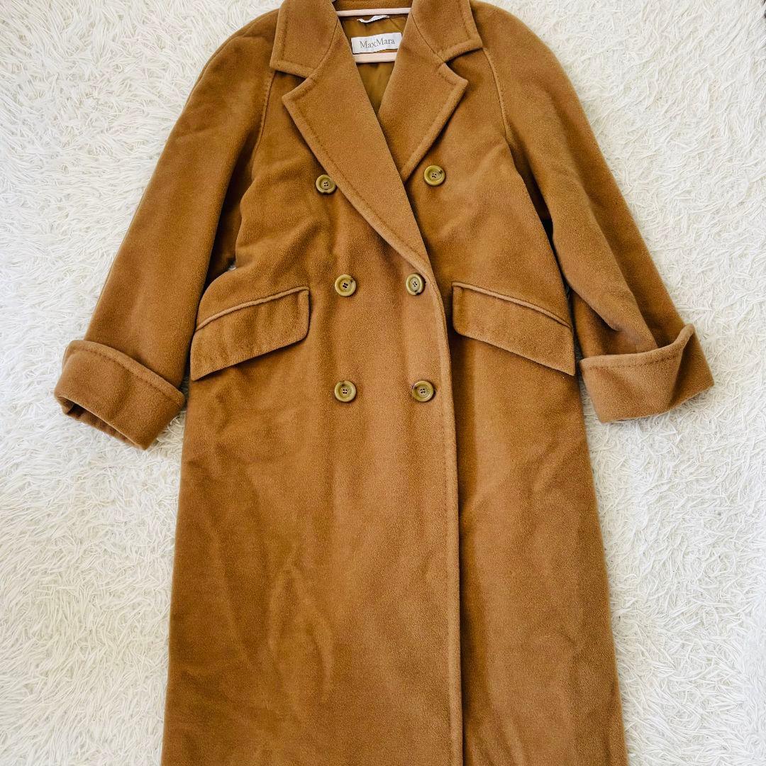 合馬公式アカウント1さん専用カシミヤダブルブレストロングコート42キャメル女優襟