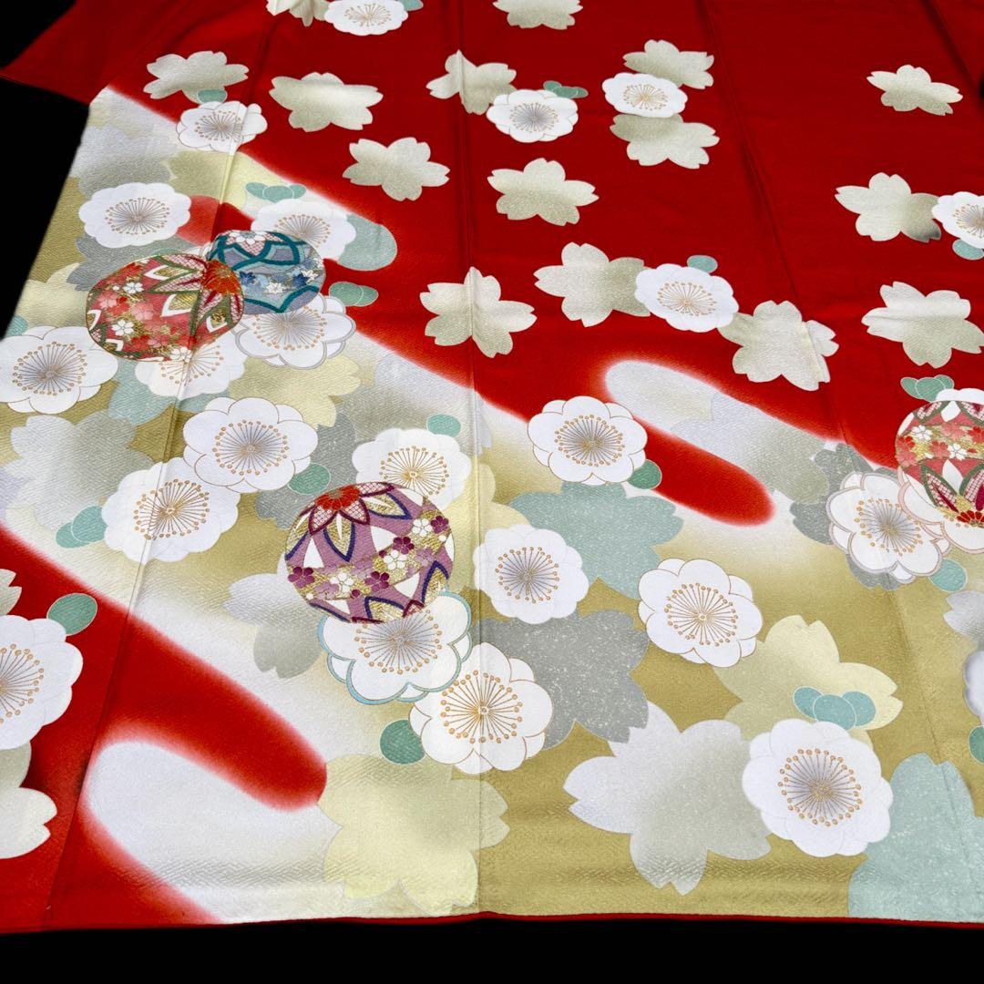 美品　振袖フルセット　トールサイズ　160〜170cm　梅・桜・毱・古典柄　裄長