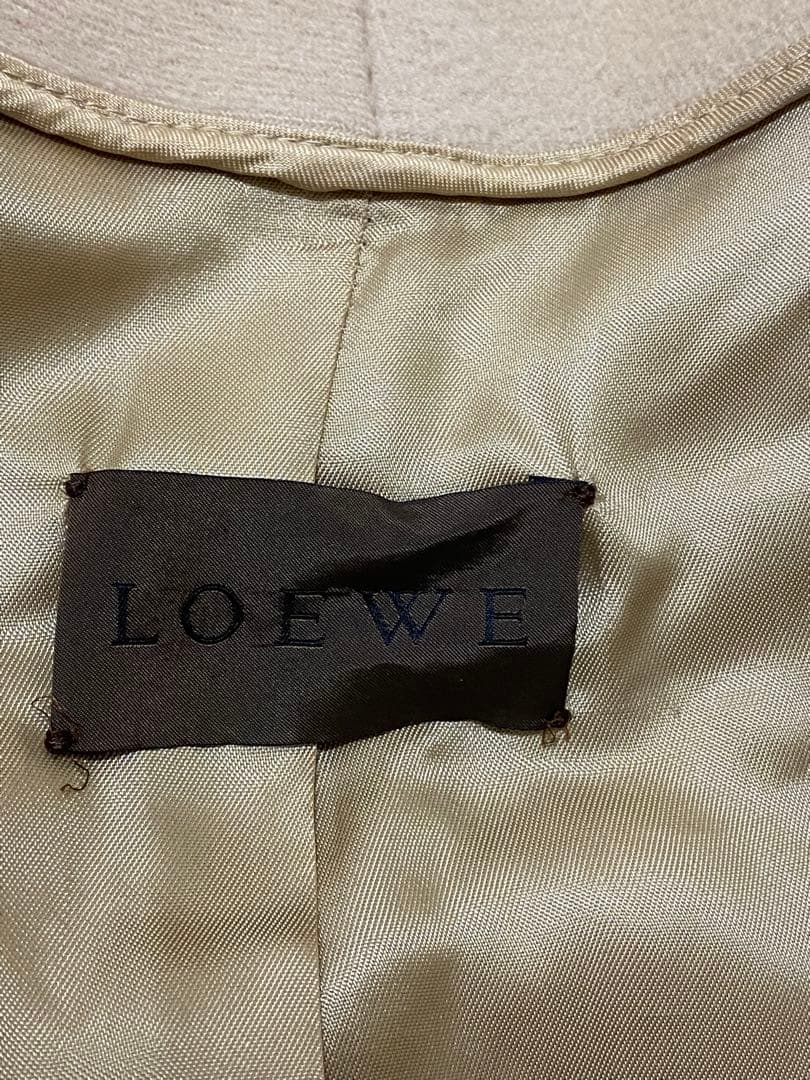 ロエベ 100% カシミア ノーカラー ロング チェスター コート