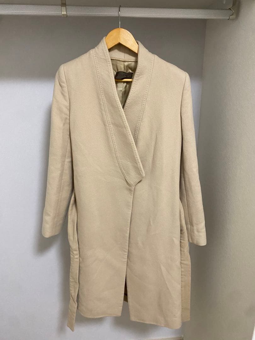 ロエベ 100% カシミア ノーカラー ロング チェスター コート