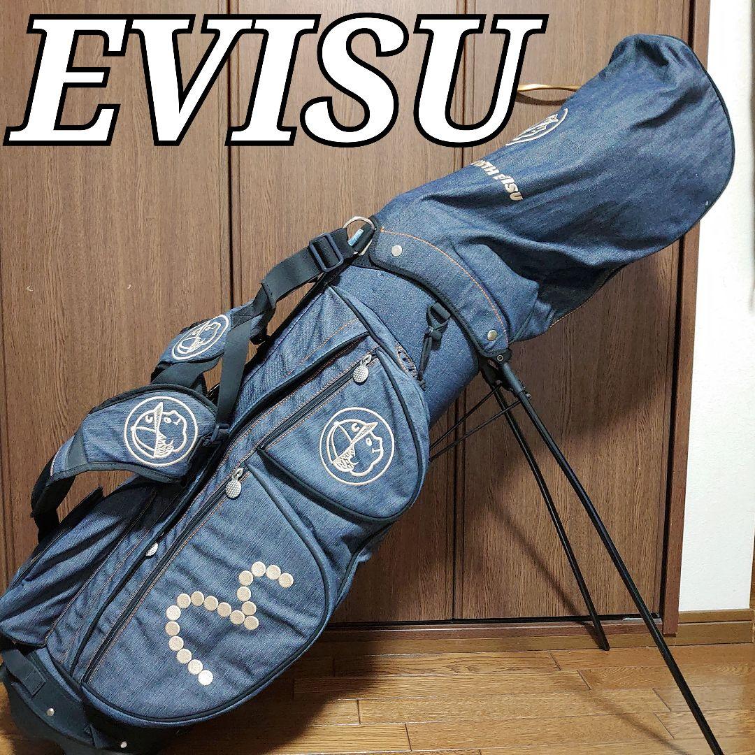 EVISU GOLF キャディバッグ ゴルフバッグ デニム スタンド付 芝生くん