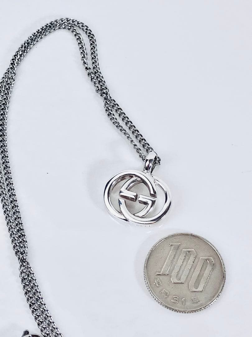 【超美品】GUCCI ネックレス トップ925＋社外チェーン 男女兼用