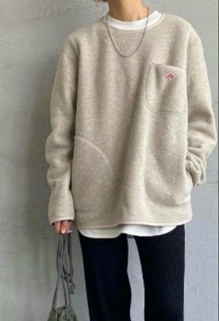 美品　DANTON フリースプルオーバー　ベージュ36