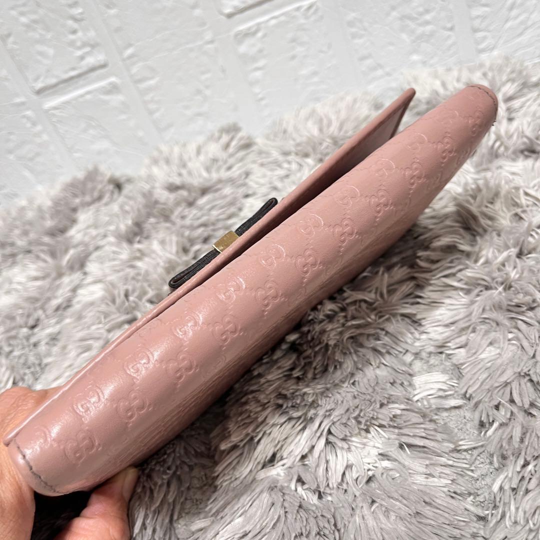 美品✨GUCCI マイクロシマ　くすみピンクベージュ　インターロッキング金具