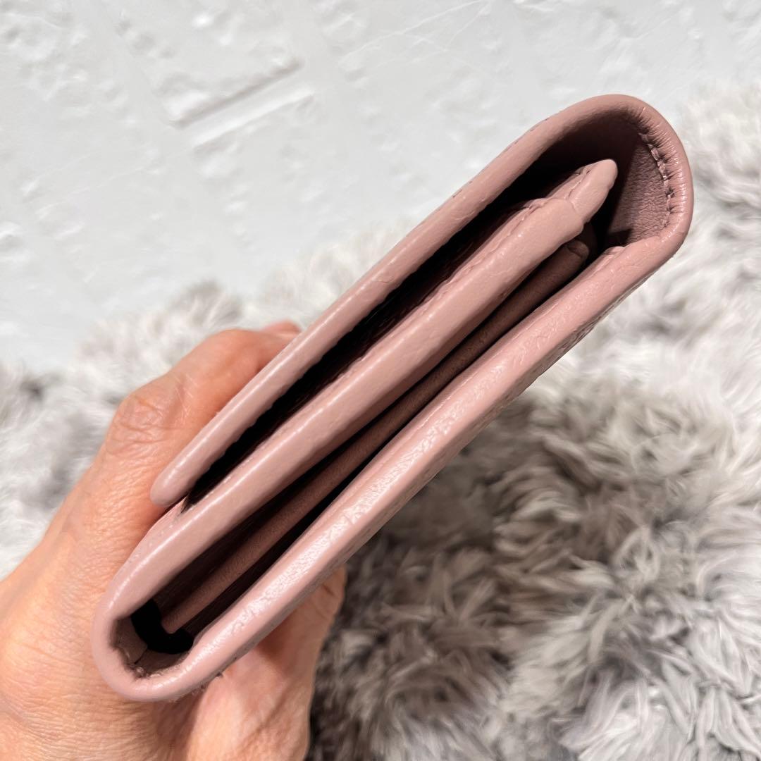 美品✨GUCCI マイクロシマ　くすみピンクベージュ　インターロッキング金具