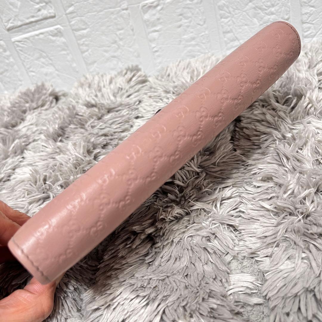 美品✨GUCCI マイクロシマ　くすみピンクベージュ　インターロッキング金具