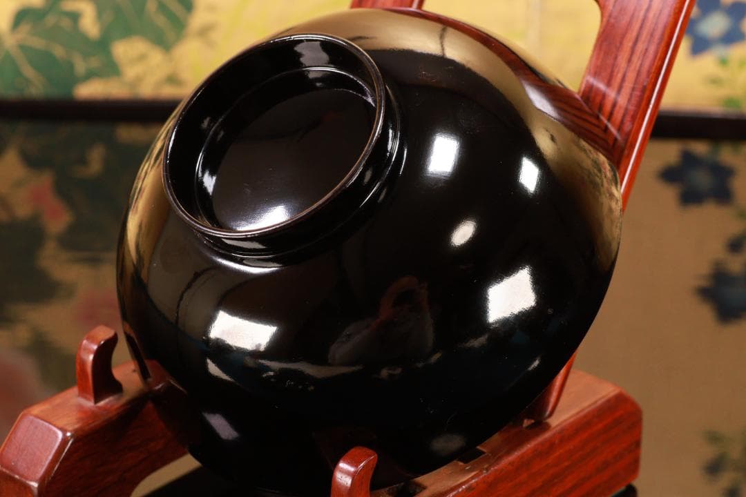 ラミー、BJ123　時代輪島塗　瓢箪図蒔絵　吸物椀　二客　木製 切り金