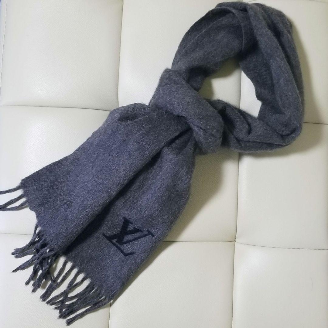 ルイヴィトン　メンズカシミヤマフラー　グレー