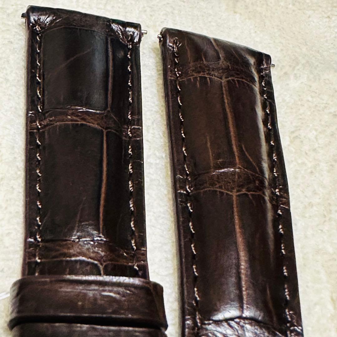 6008#20mm-16mmダークブラウン★本物クロコダイルベルト★スイス製