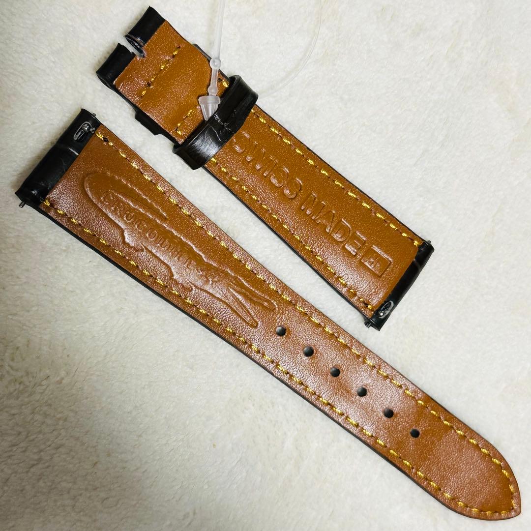6008#20mm-16mmダークブラウン★本物クロコダイルベルト★スイス製