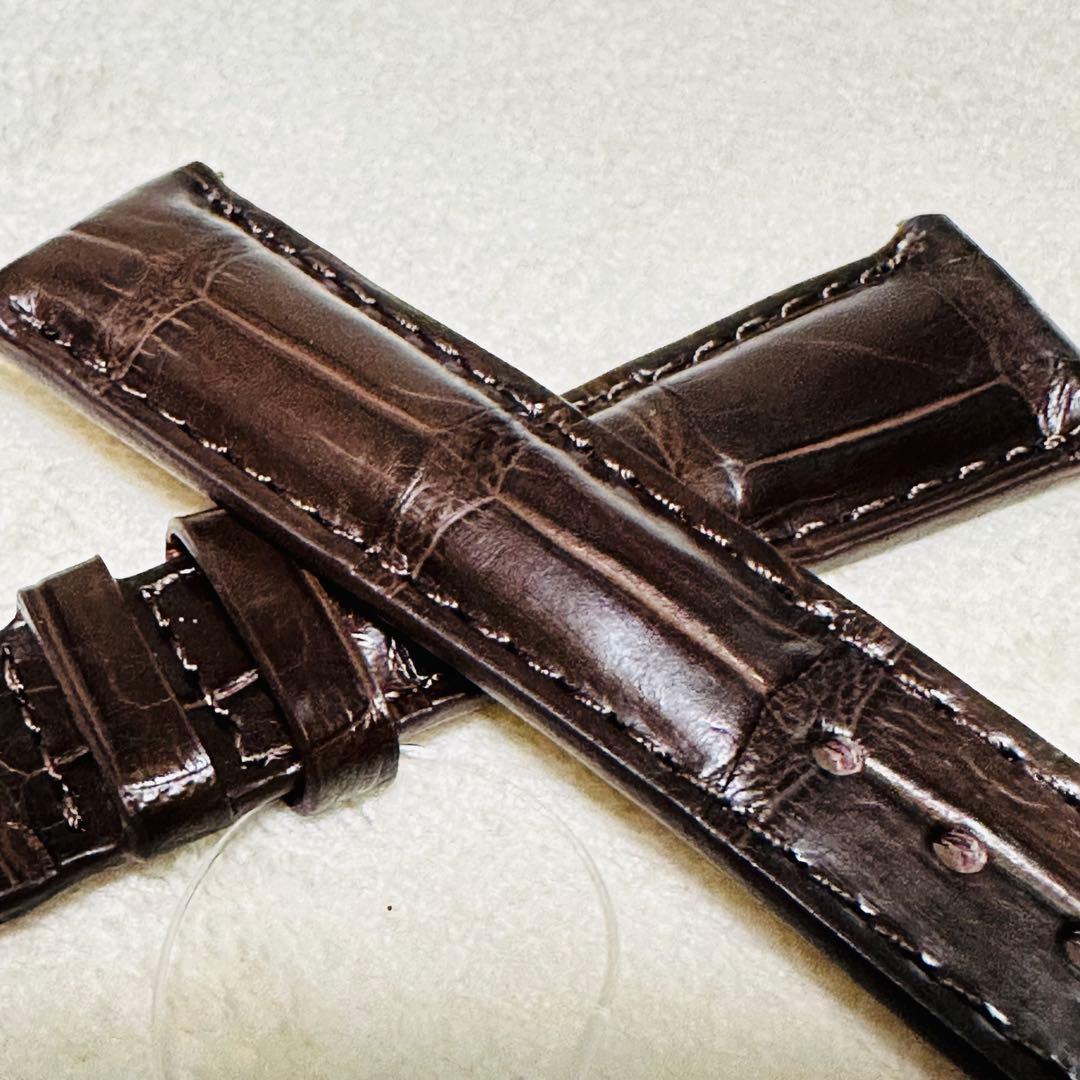 6008#20mm-16mmダークブラウン★本物クロコダイルベルト★スイス製