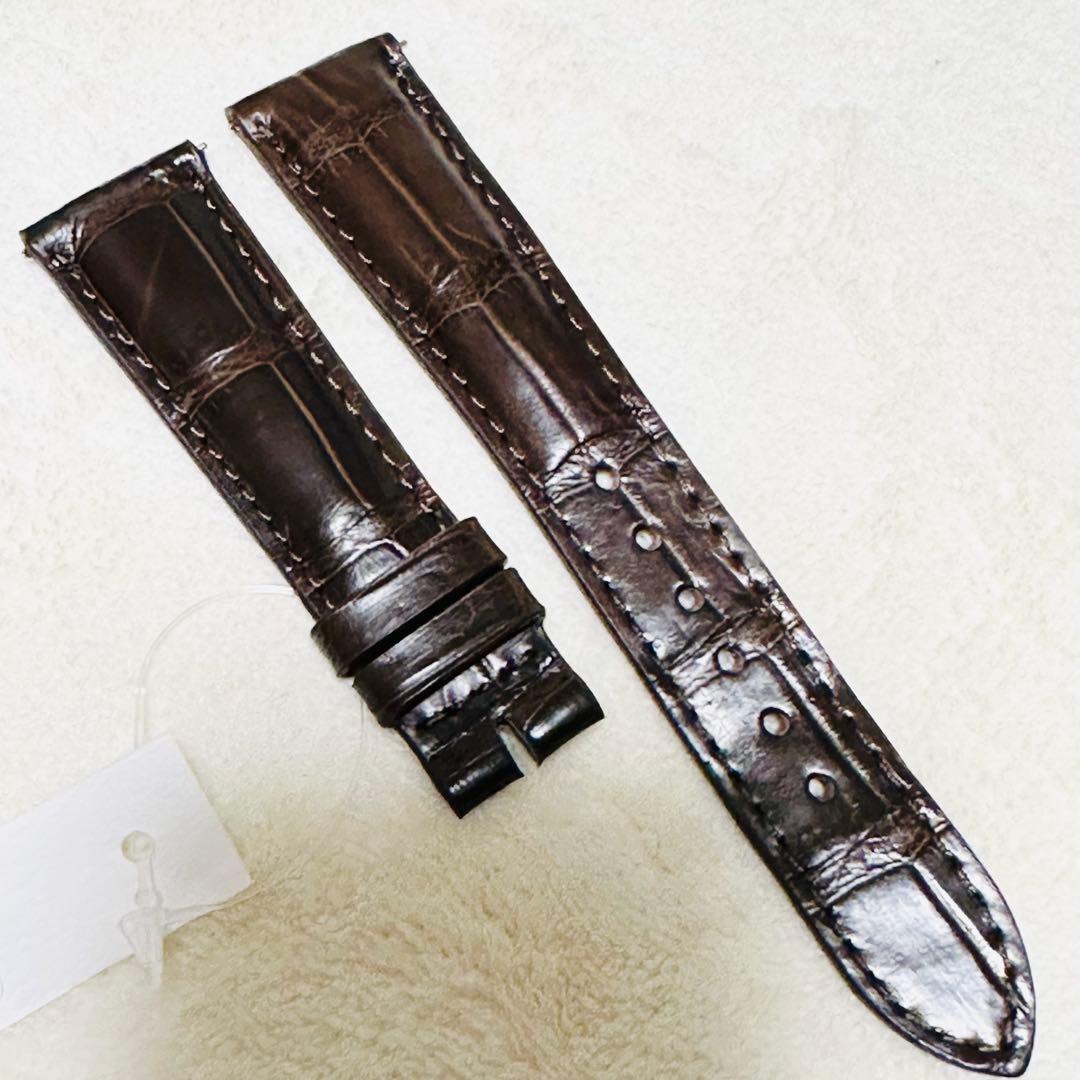 6008#20mm-16mmダークブラウン★本物クロコダイルベルト★スイス製