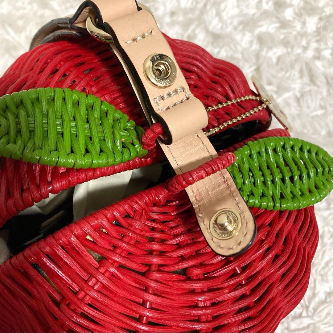 保存袋＆チャーム付き♡ ケイトスペード りんごバッグ かごバッグ 赤