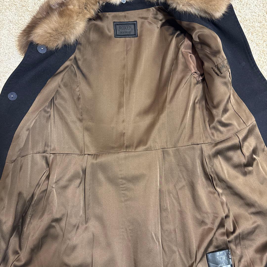 ⭐︎美品FOXEY⭐︎ファー付きカシミヤコート