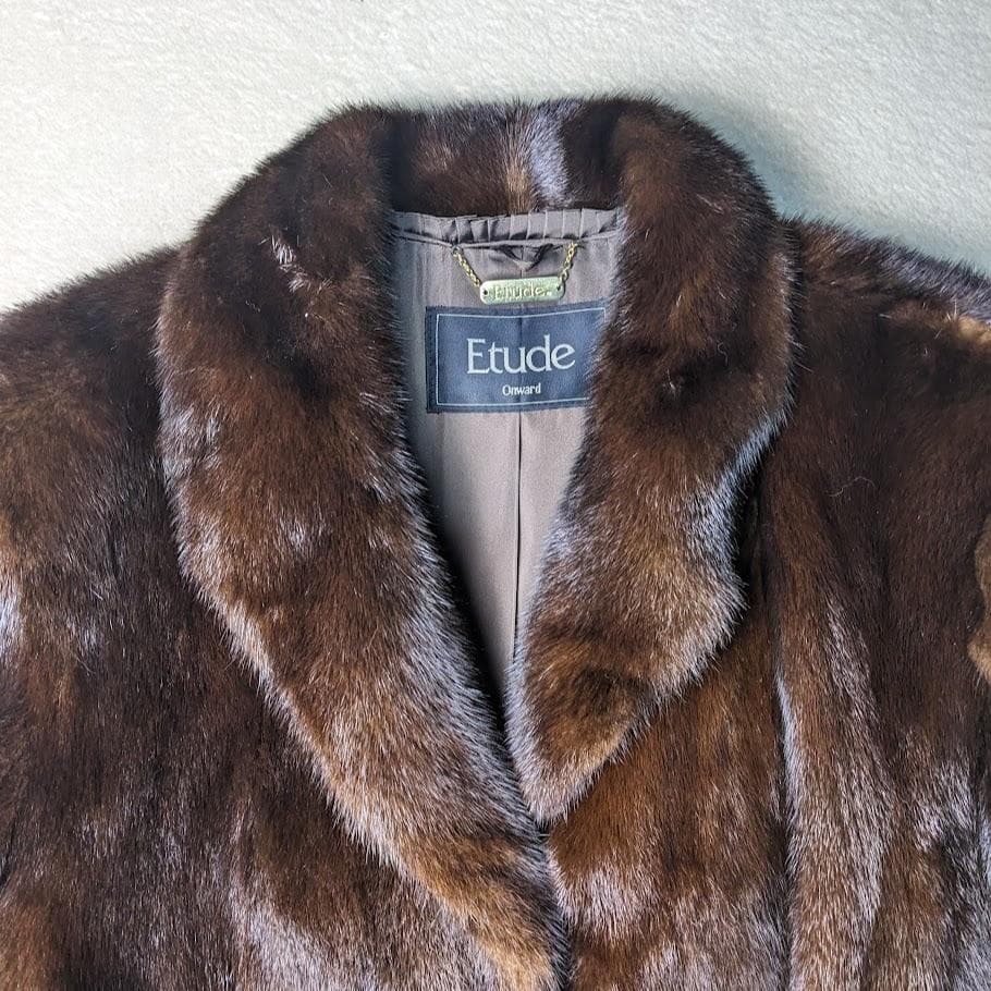 Etude SAGA MINK デミバフ ミンクコート 銀タグ ダークブラウン