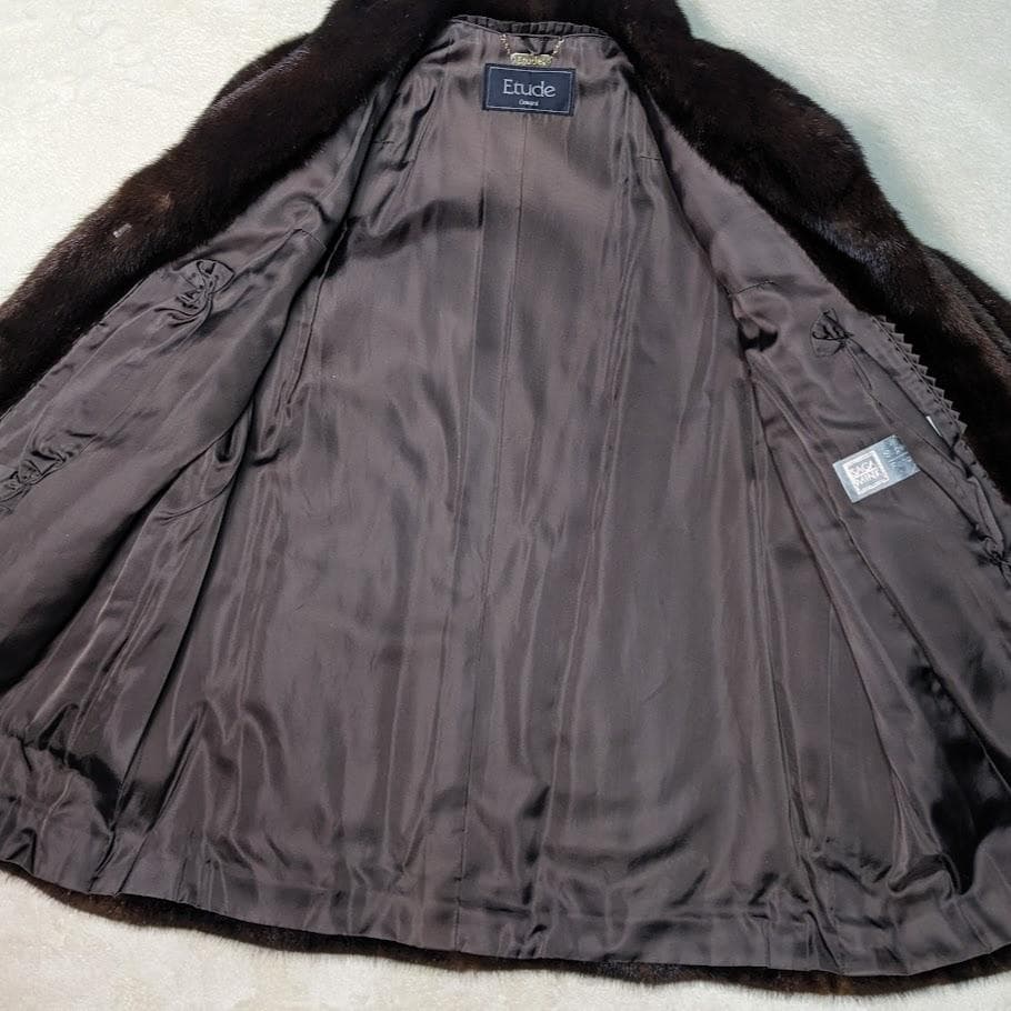 Etude SAGA MINK デミバフ ミンクコート 銀タグ ダークブラウン
