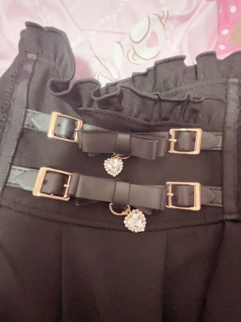 ♡ LIZ LISA 2連リボンベルトスカパン　ブラック ♡