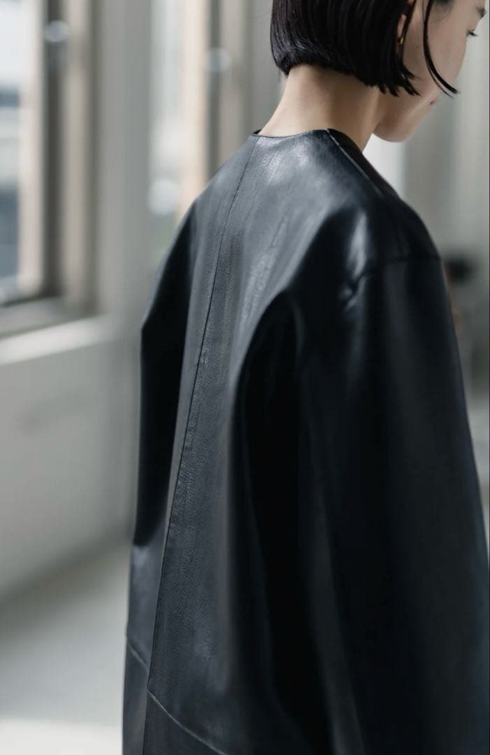 NEAU Collarless Leather Jacket サイズ 0