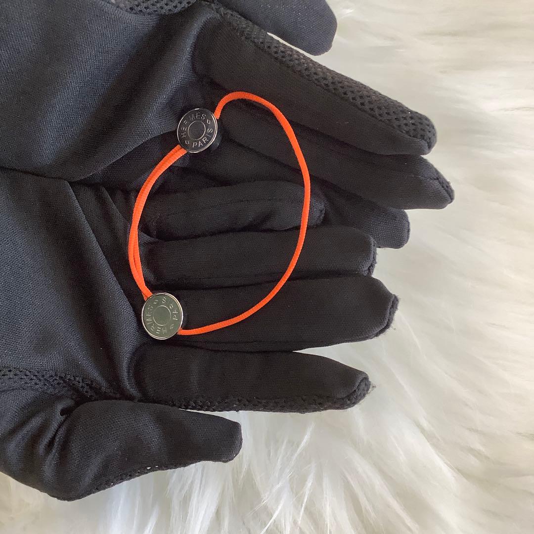 HERMES セリエ コードブレスレット バングル メタル ロゴ コットンコード
