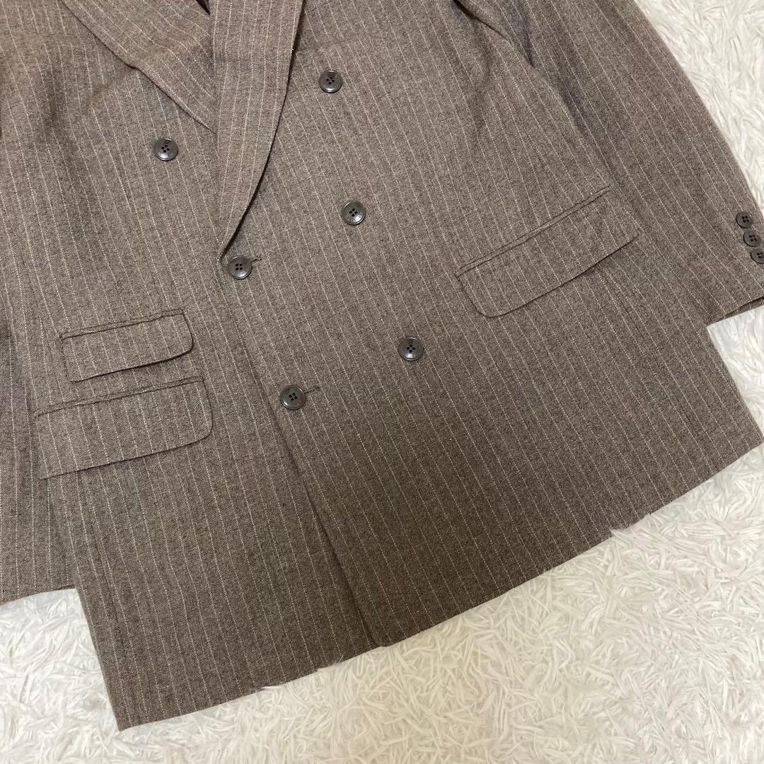 HANAE MORI スーツセットアップ　ダブルジャケット　ストライプ　ブラウン