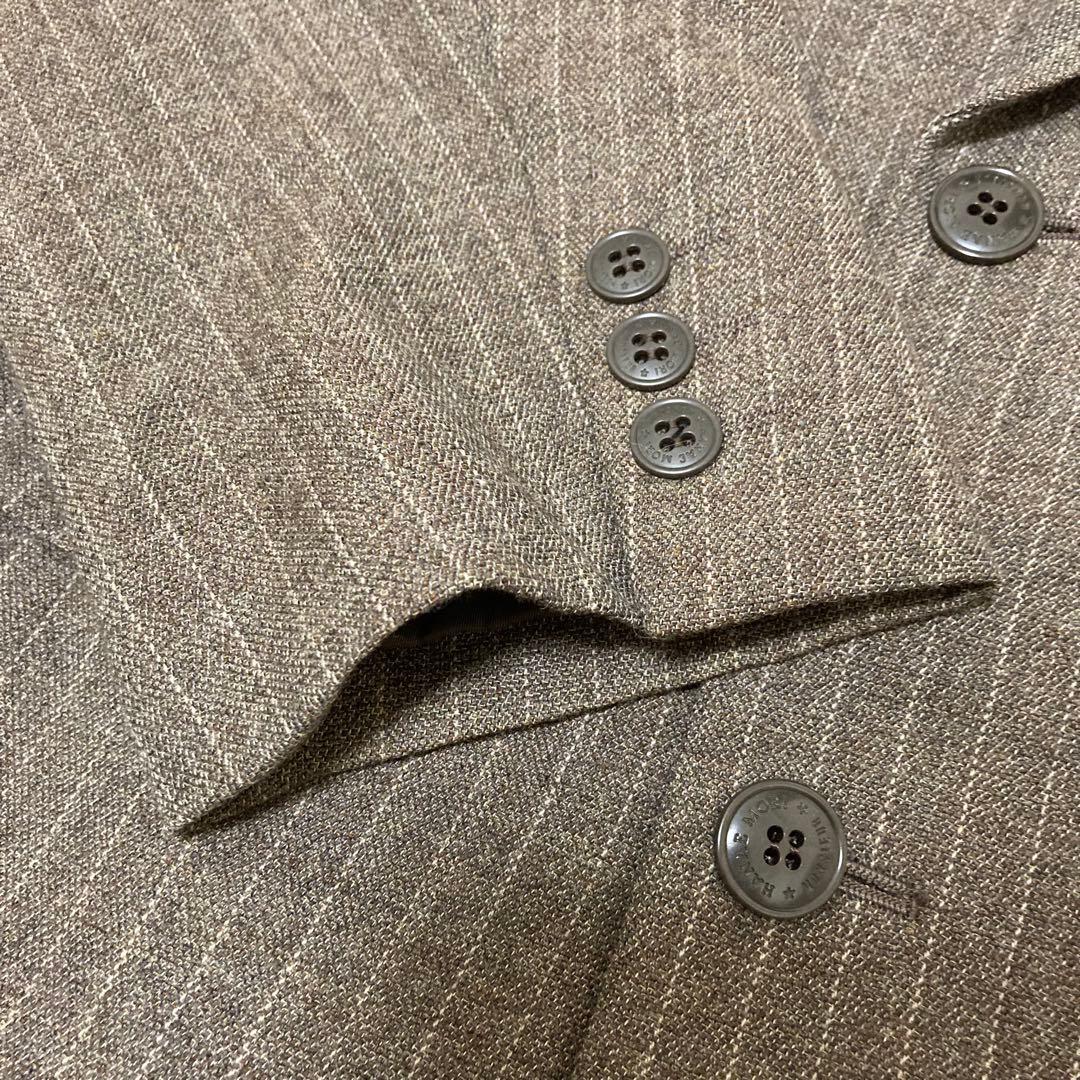 HANAE MORI スーツセットアップ　ダブルジャケット　ストライプ　ブラウン