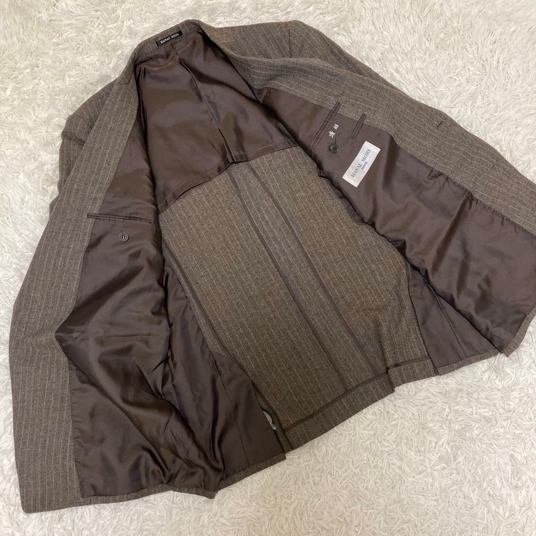 HANAE MORI スーツセットアップ　ダブルジャケット　ストライプ　ブラウン