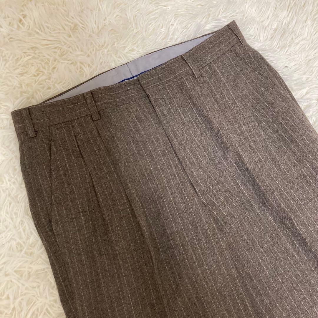 HANAE MORI スーツセットアップ　ダブルジャケット　ストライプ　ブラウン