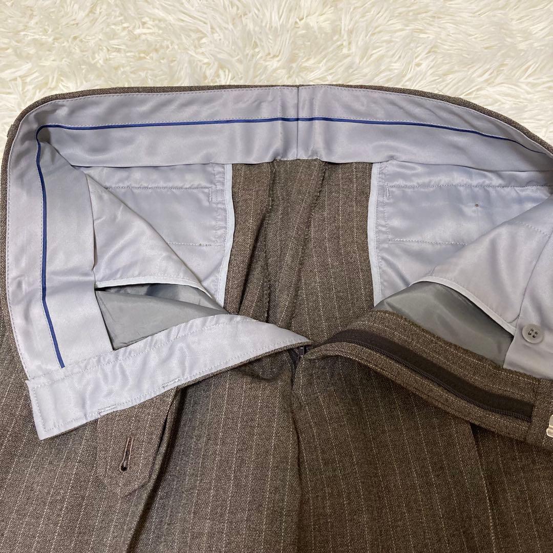 HANAE MORI スーツセットアップ　ダブルジャケット　ストライプ　ブラウン