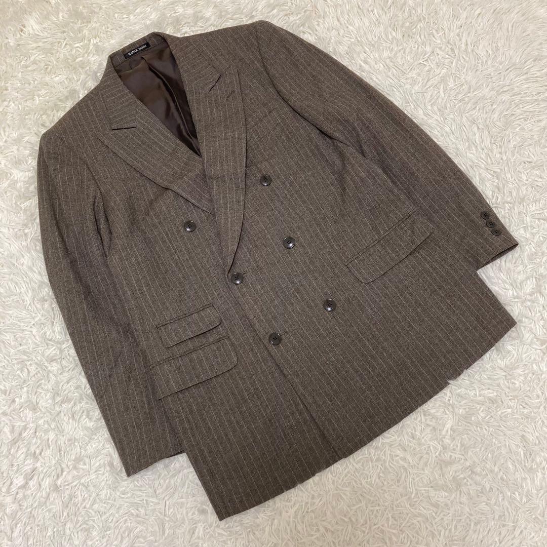 HANAE MORI スーツセットアップ　ダブルジャケット　ストライプ　ブラウン