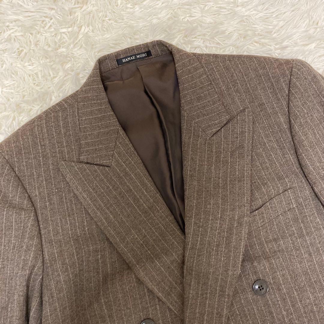 HANAE MORI スーツセットアップ　ダブルジャケット　ストライプ　ブラウン