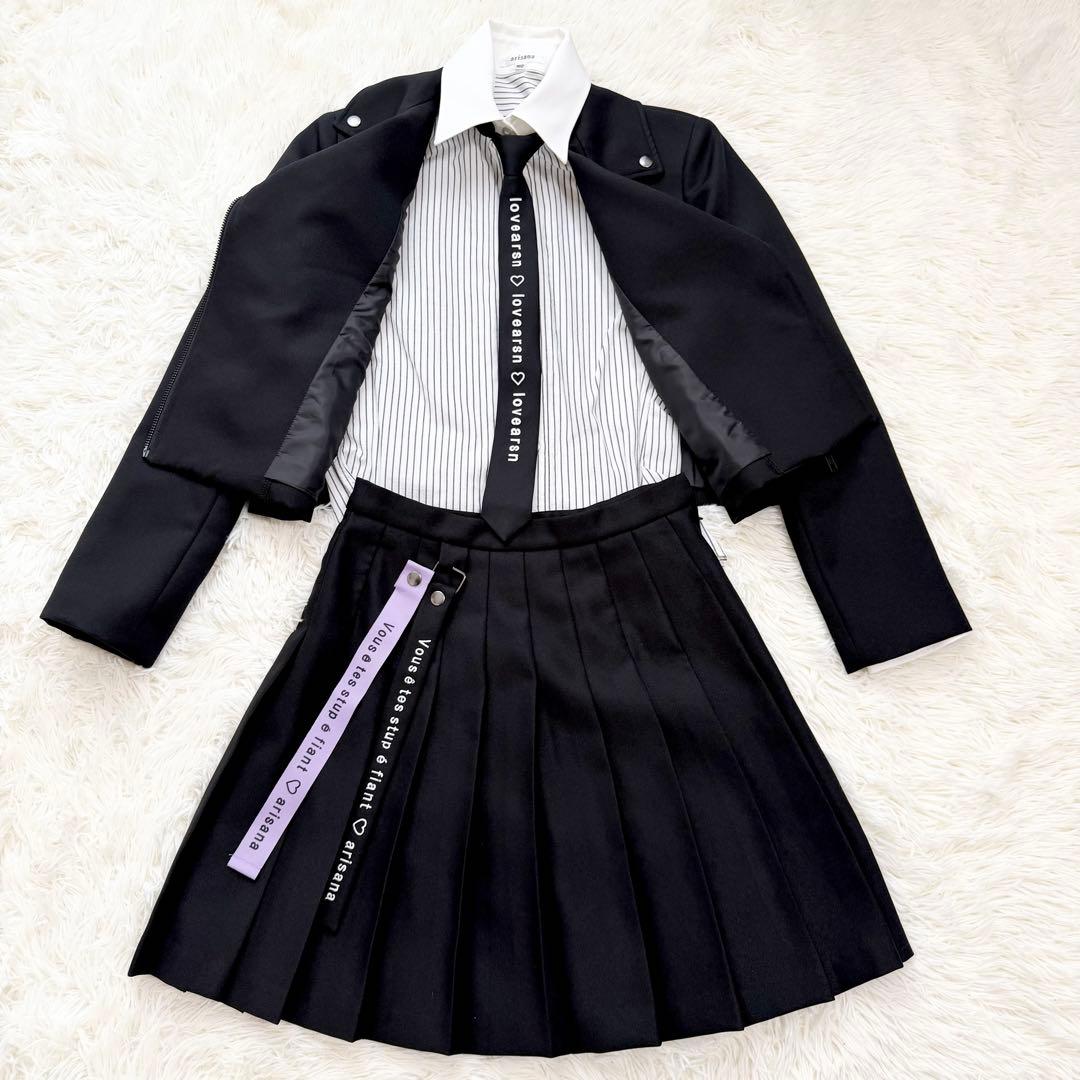 【美品】アリサナ　卒業式スーツ6点セット　ライダース　160