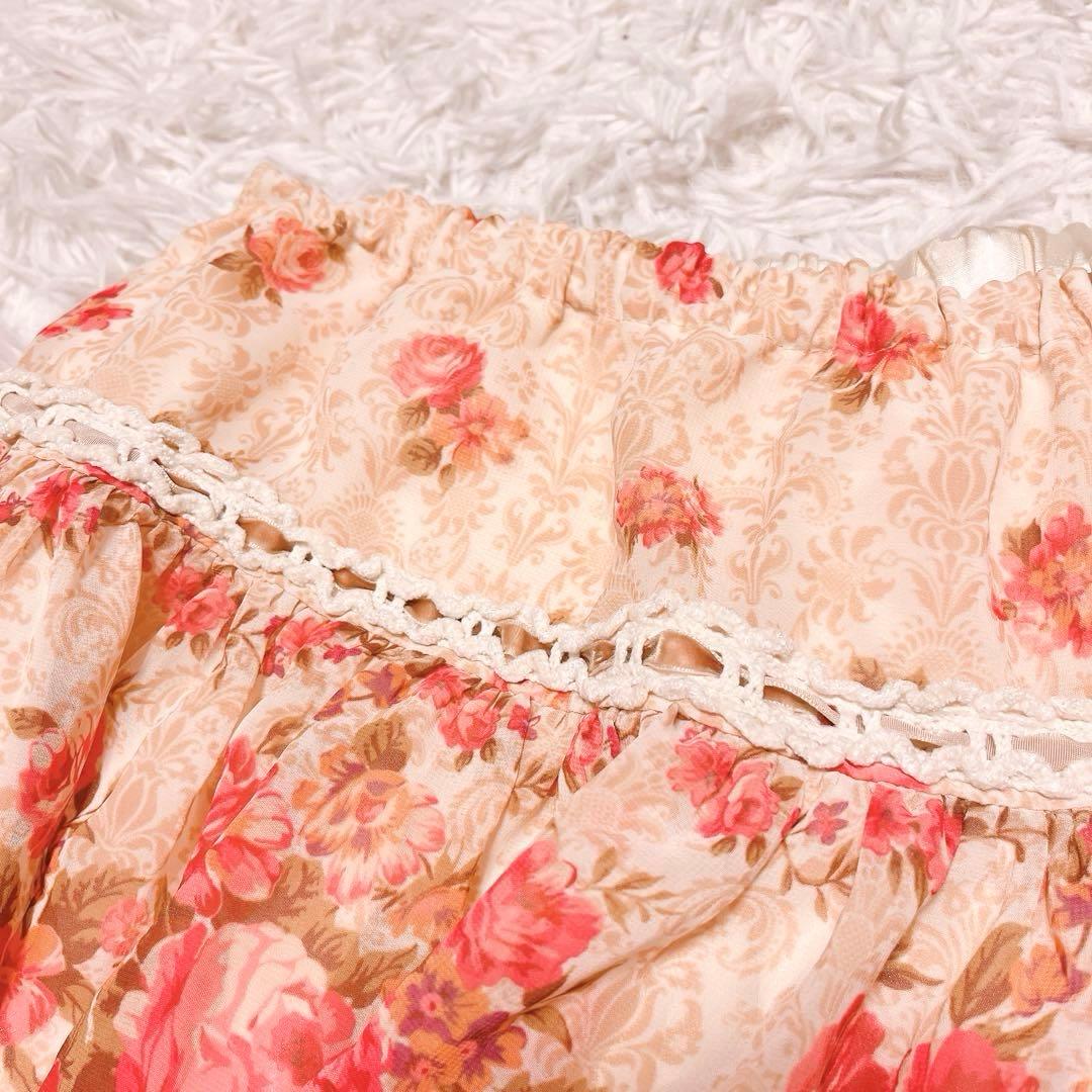 希少 LIZ LISA 花柄 フリル レース スカート ミニスカ フレア