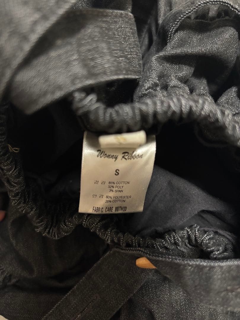 まい wonny ribbon ブラックデニム　スカート　Sサイズ