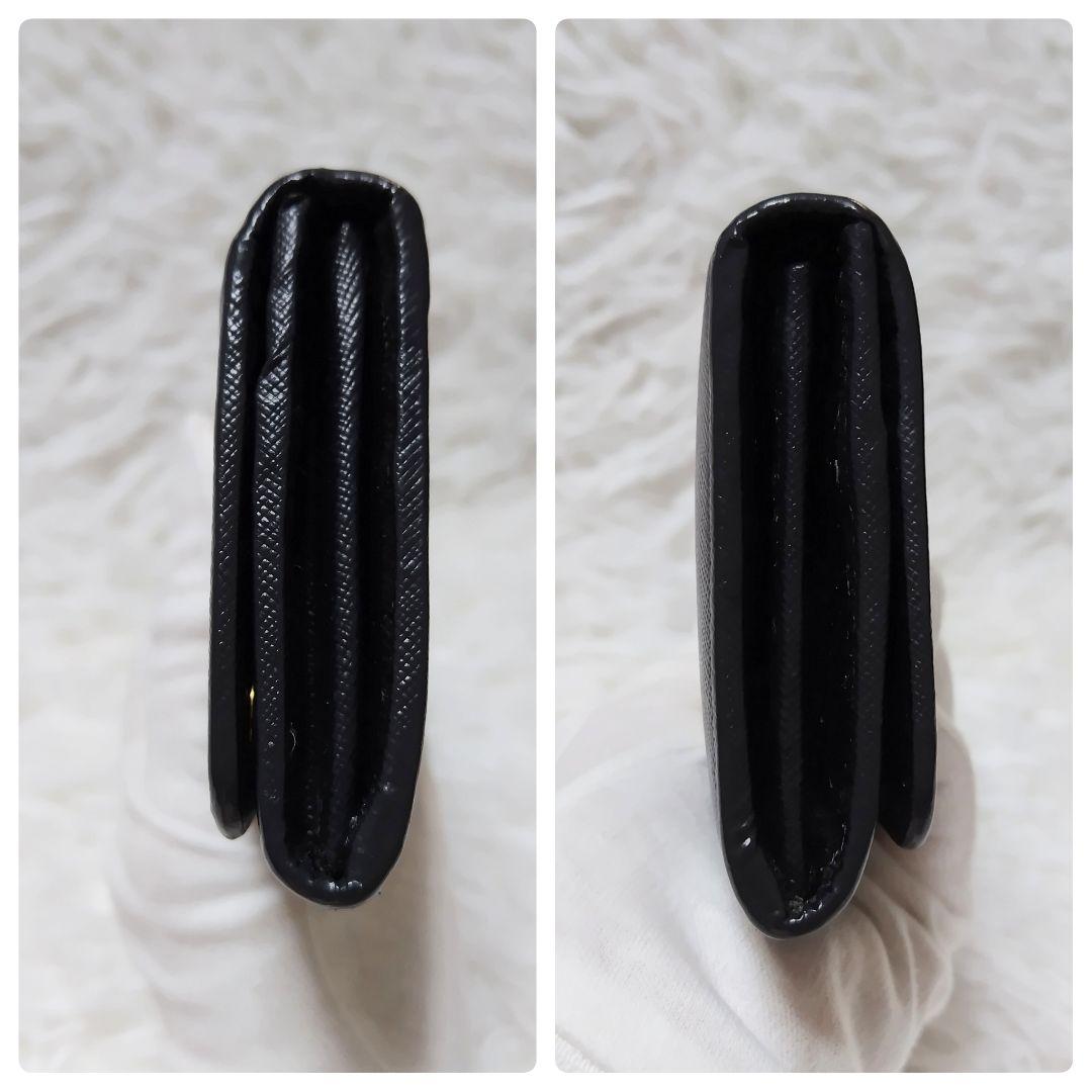 レア美品✨プラダ◇バイカラーブロッキングフラップ長財布　ゴールド金具白黒レザー