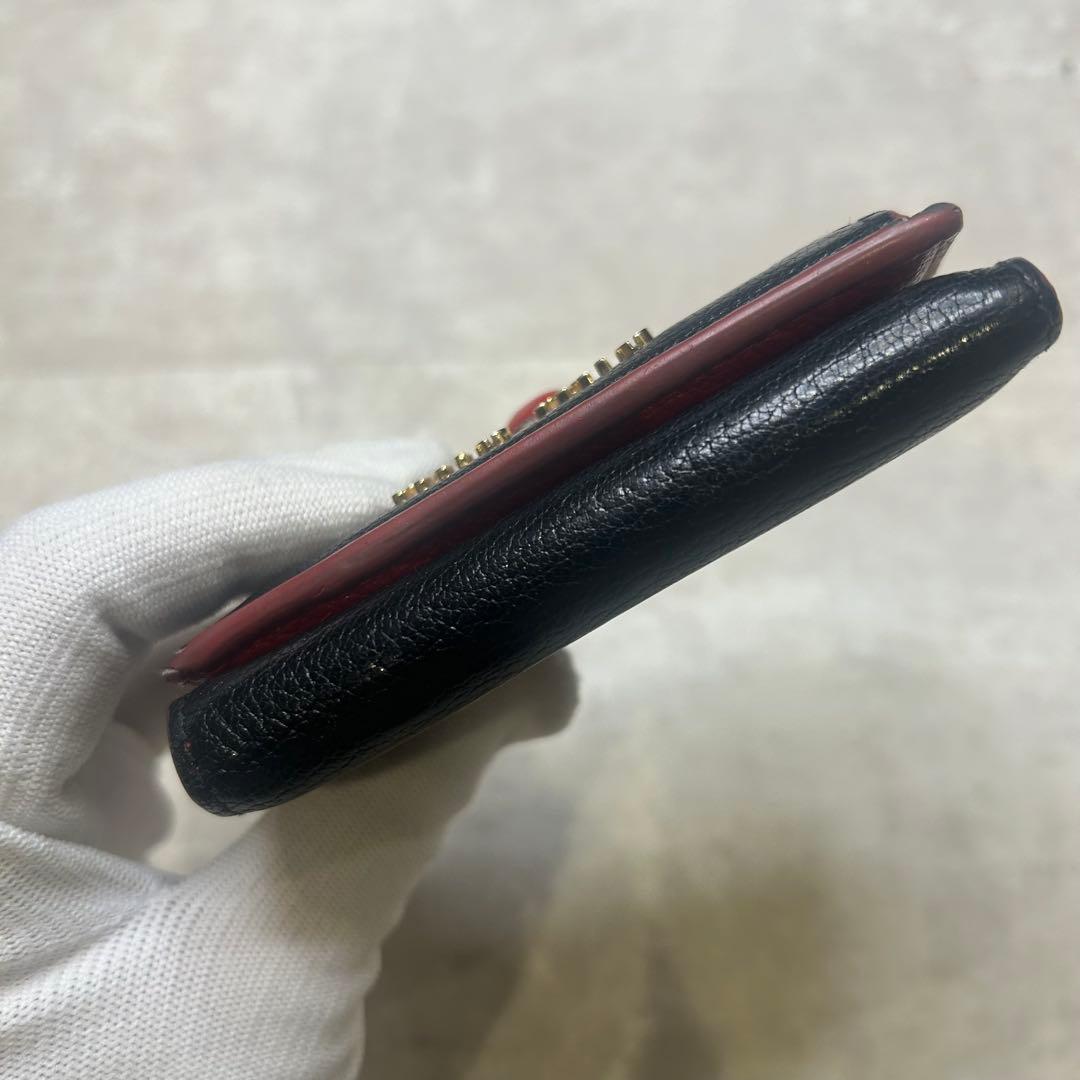 ミュウミュウ 黒 ラブレター ハート マドラス 三つ折り財布 ウォレット