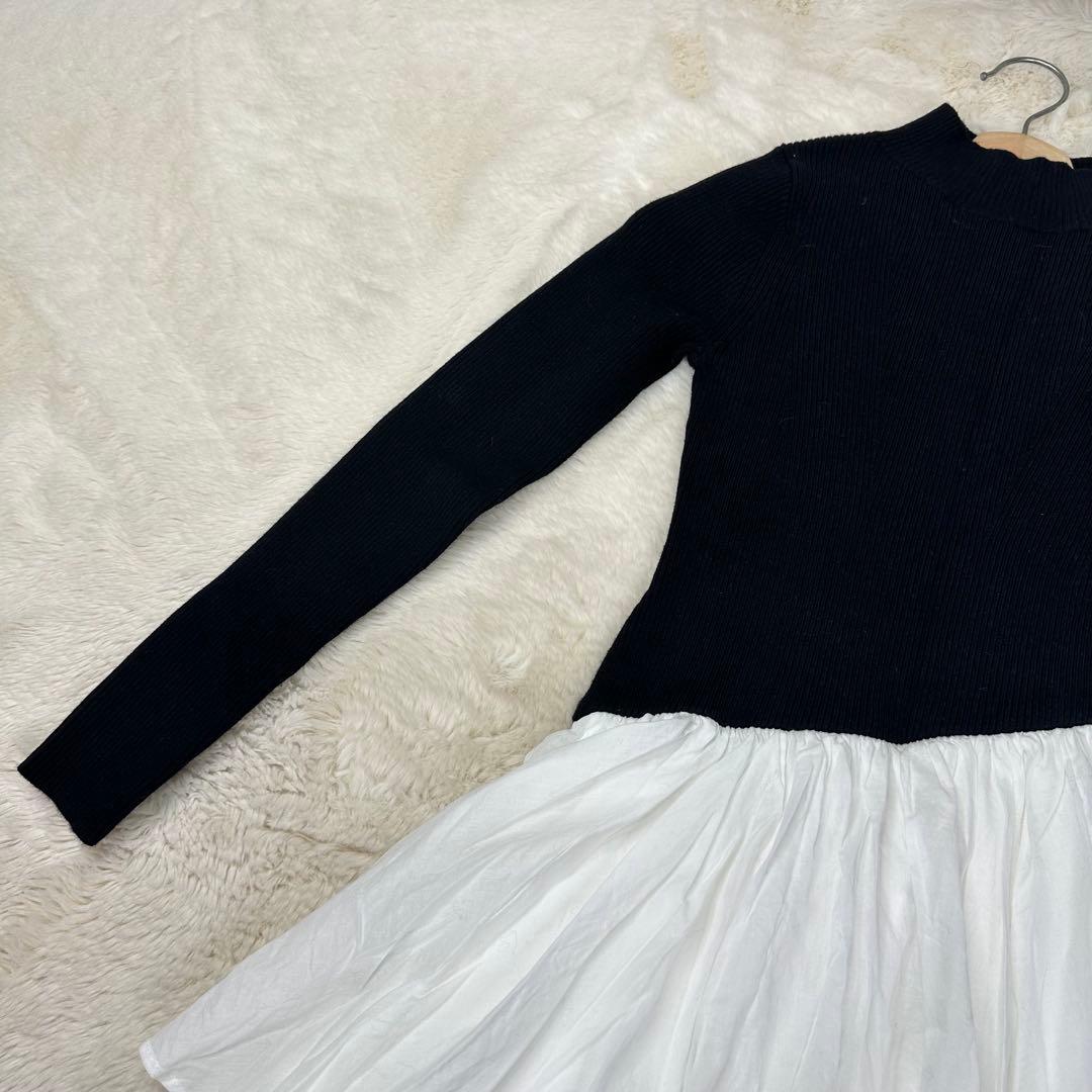 ✨美品✨anuans イレギュラーヘムドッキングニットワンピース XS 黒白